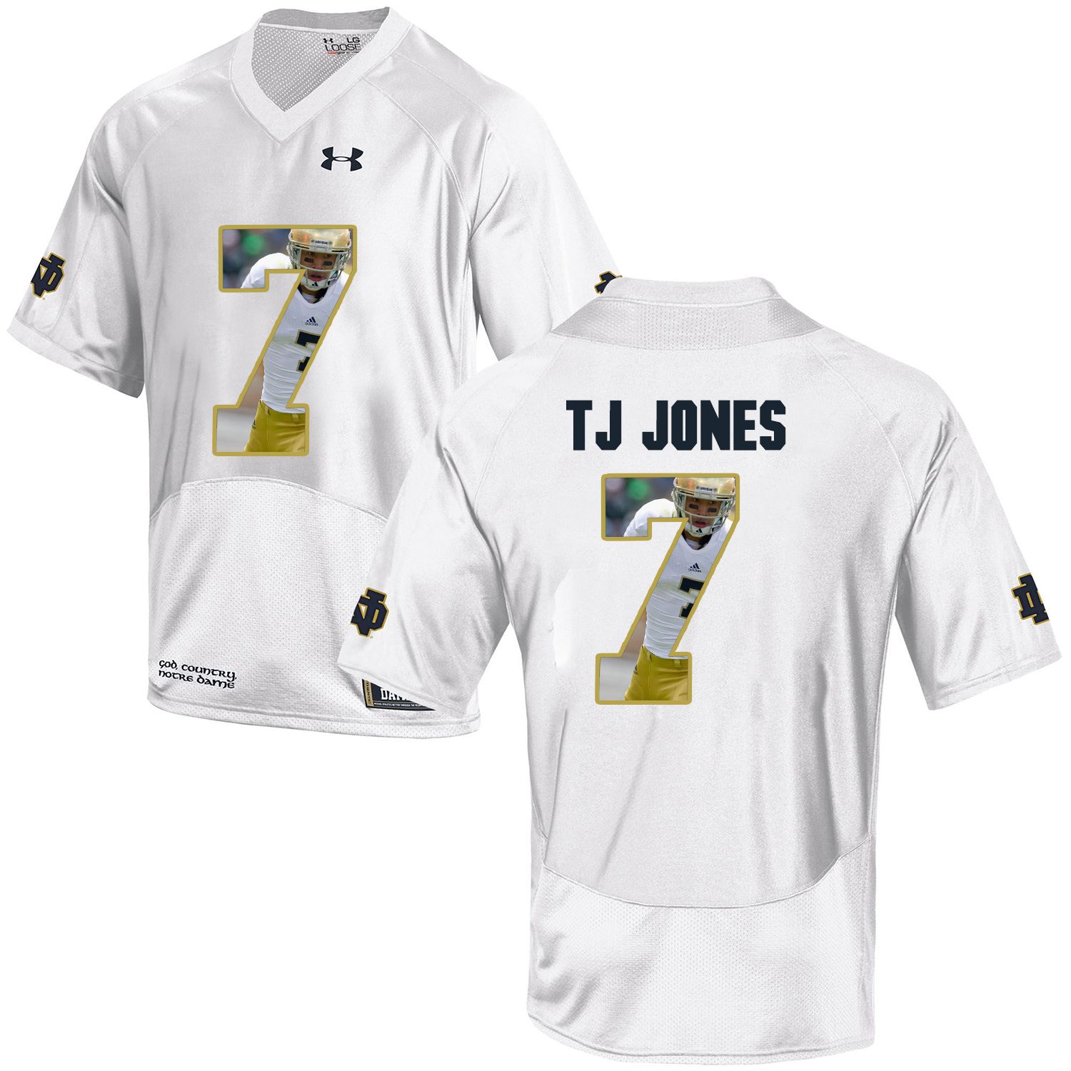 Men Norte Dame Fighting Irish 7 Tj Jones White Fashion Edition Customized NCAA Jerseys